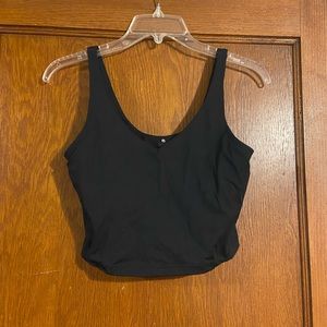 Women’s black cropped workout top - built in bra
